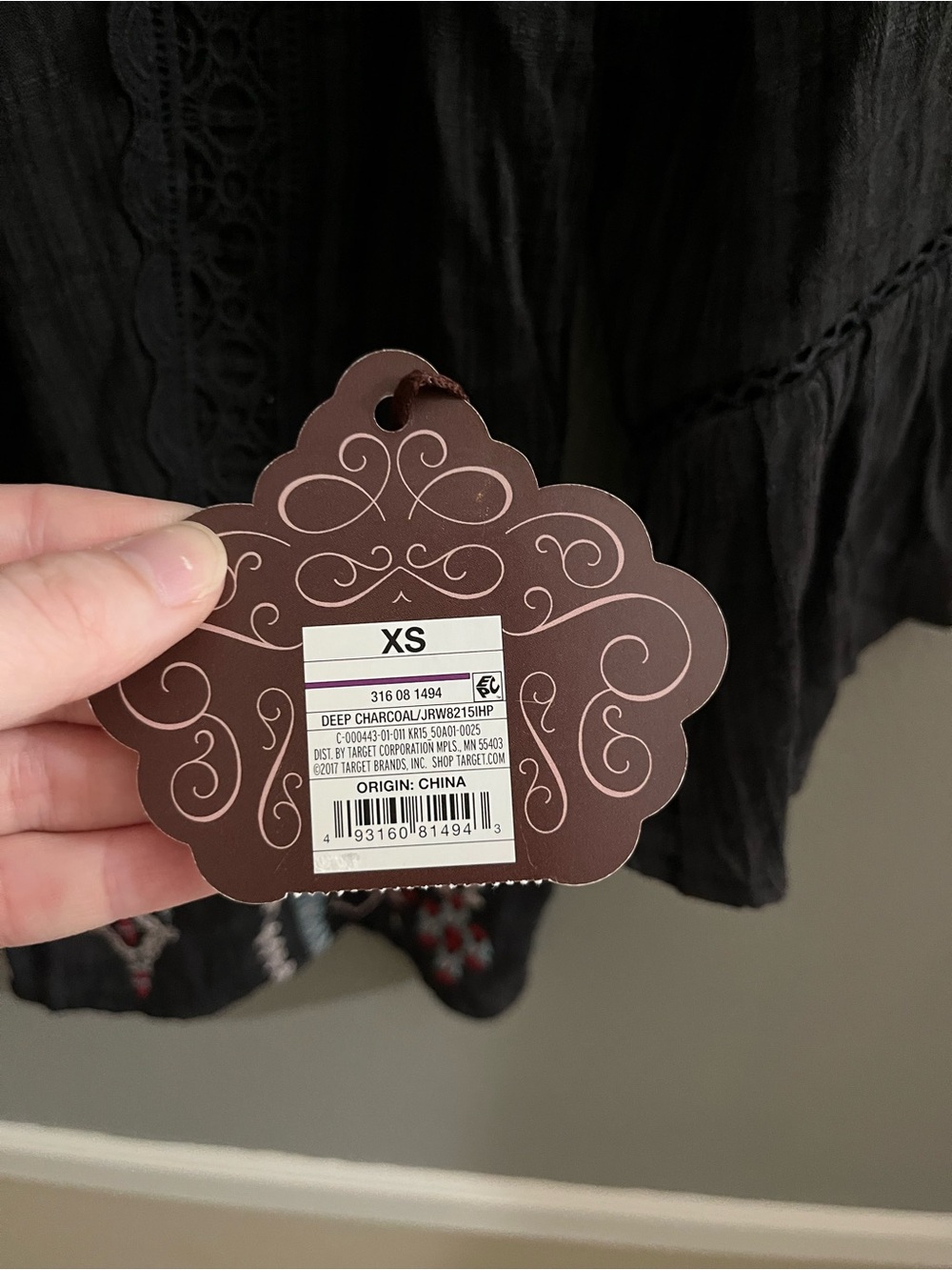 Knox Rose NWT Blouse XS Black Embroidered Boho Aztec Bell Sleeves Whimsigoth - Picture 7 of 16